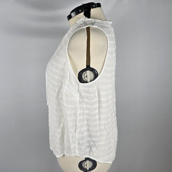 Torrid Tank Top Women's 1X V-Neck w/ Tie Sheer Ruffle Collar Sleeveless White - Picture 7 of 7